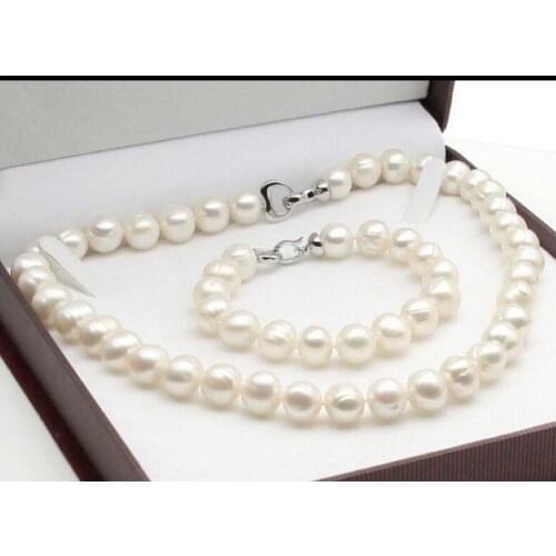 New hot NATURAL 10-11MM SOUTH SEA WHITE PEARL NECKLACE BRACELET AAA