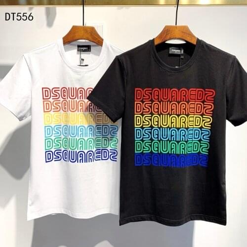 New Dsquared2 Street Hip-Hop Round Neck Short-Sleeved T-Shirt Cotton Locomotive Letter Printing Casual Tee Men/Women DT706