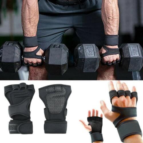 Professional Gym Fitness Gloves Hand Palm Protector with Wrist Wrap Support Cross fit Workout Bodybuilding Power Weight Lifting