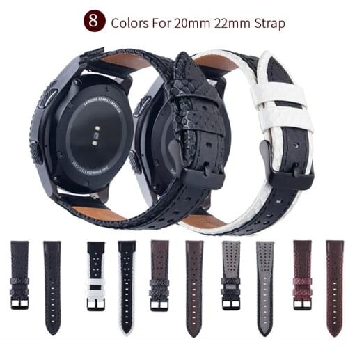 Genuine Leather Band For Gear Sport/S2 S3 20mm 22mm Strap Bracelet For Samsung Galaxy Watch Active 2 3 41/45mm 42/46mm Wristband