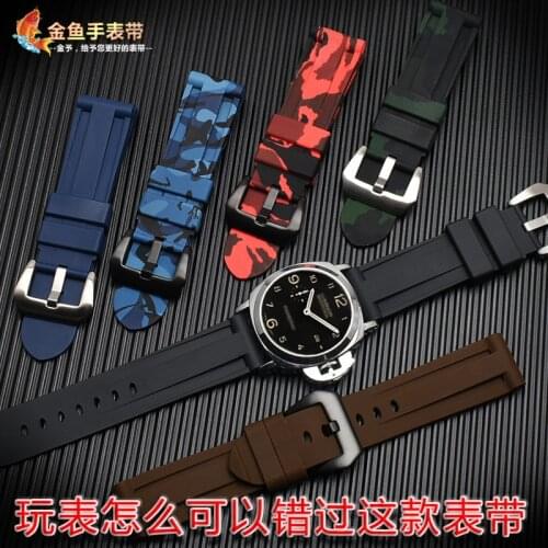 Waterproof Silicone Watch Band Male Substitute Panerai Huawei Watch GT Rubber Watch Strap 22 24 26mm Watchbands