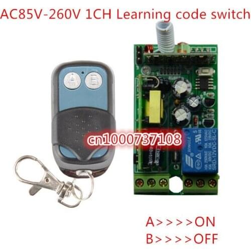 RF AC85V 110V 220V 230V remote control light switch ON/OFF 1 Channal relay switch with learning code 315mhz/433mhz