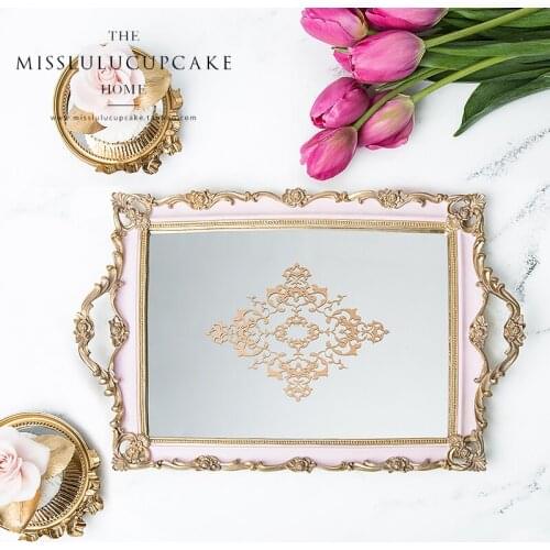 Pink color Restore Ancient Ways European Tray Compote Tea Tray Cake Tray