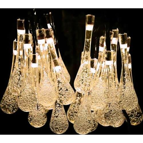Solar Outdoor 20LED Water Drop Light String Festival Wedding Garden Decoration Energy Saving Lantern Garden Landscape Light