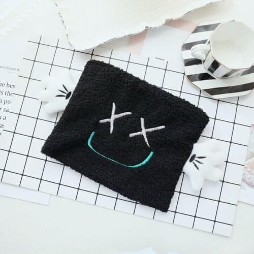 DORANMI Lovely Smile Embroidery Makeup Bags For Women 2020 Soft Fur Square Clutch Cosmetic Bag Female Cosmetic Container BG653