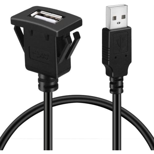 LBSC USB 2.0 Panel Flush Mount Extension Cable With Buckle for Car Truck Boat Motorcycle Dashboard