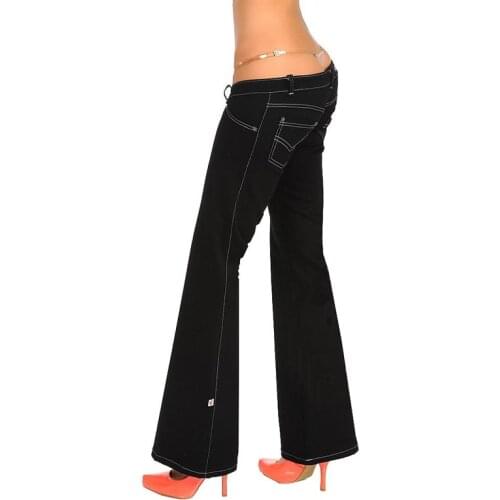 LinvMe Jeans Ultra Low Wasit Wide Leg Pants With Pockets Women Fashion Summer Black Body Shaper Pockets Fashion Comfortable 2019