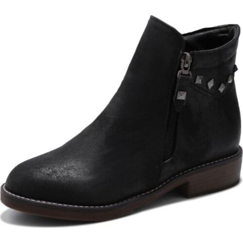 Big Size 10 - boots women shoes ankle boots for women ladies boots Side zipper rivet decoration