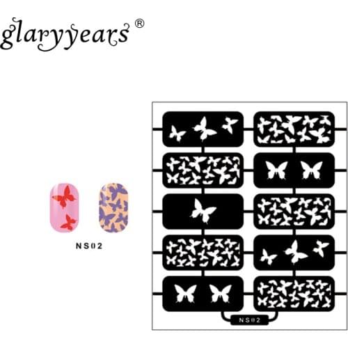 1pc Flower Diy Airbrush Nail Art Manicure Printing Stamp Tool Stencils for Nail Polish Nail Template Stamping Plates Design NS02