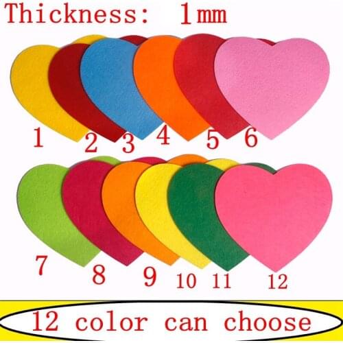 100pcs/bag 8cm Love shape Non-woven Felt Fabric polyester sleeve cloth Kids DIY Wedding Craft Mixed Color Home Decoration 417