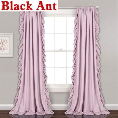 2pcs Ruffle Sheer Curtain For Living Room Modern Tulle Voile Curtains Girls Bedroom Bay Princess Decorative Curtain CP-JD906#20