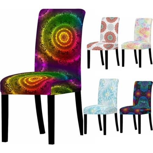 3D Fatima Hand Chair Cover for Dining Room Chairs Covers High Back Living Room Ethnic Mandala Flower Chairs Party Decoration