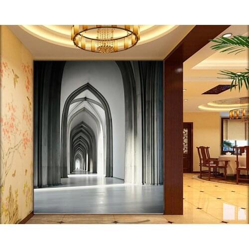 3d Bedroom Wallpaper European-style Arches Expand Space Magnificent Building Interior HD Protection Silk Wallpaper