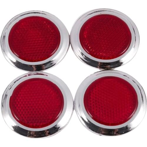 4 Pcs Auto Car Plastic Round Reflective Reflector Sticker Red