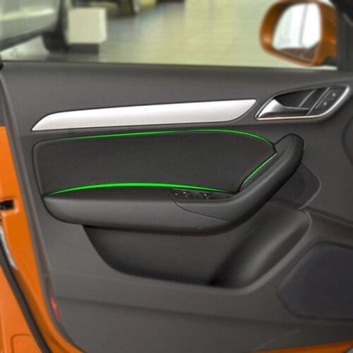 4PCS Car Interior Microfiber Leather Door Handle Panel Cover Trim For Audi Q3 2013 2014 2015 2016 2017 2018