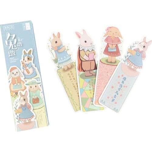 8pack/lot Creative Lovely rabbit paper bookmark book holder Message Card DIY school supply Party Invitation Wholesale