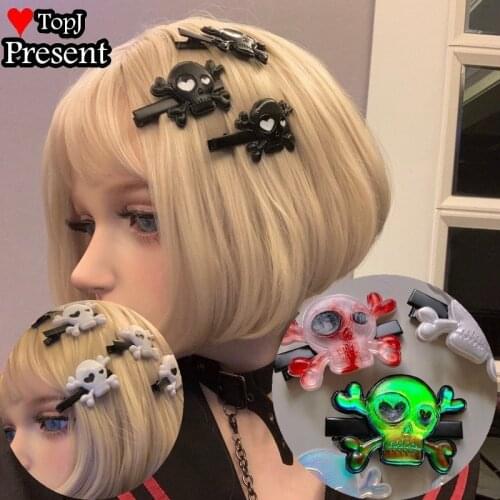 Gothic Lolita Harajuku Punk Skull hairpin headdress bangs with Halloween cosplay clips pins Halloween accessories