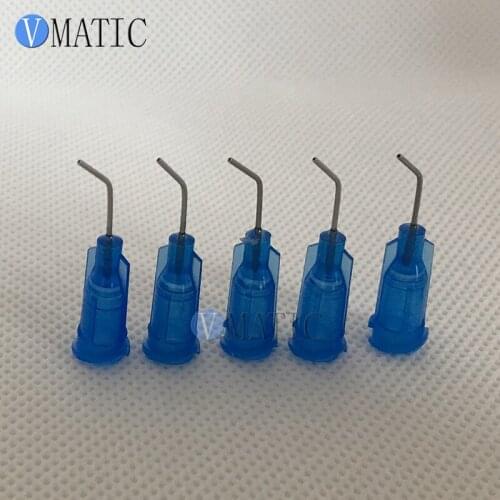 Free Shipping 100Pcs 22G Blue 0.5" Tube Length 45 Degree Bent Best Quality Glue Syringe Needle 1/2 Inch