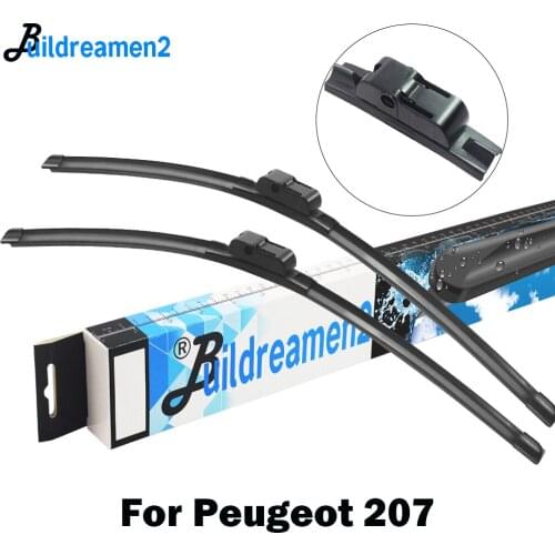 Buildreamen2 Car Frameless Wiper Blade Rubber Windscreen Wiper For Peugeot 207 Hatchback SW Station Wagon CC Coupe 2006-2015
