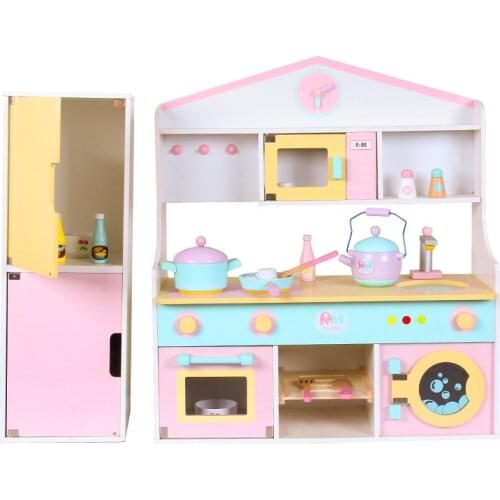 Childrens Refrigerator Kitchen Large Parent-child Early Education Wooden Simulation Oversized House Educational Toys Gift
