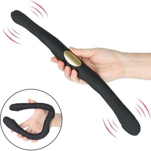 USB Charging Double Head Dildo Vibrator for Lesbian Couple G-spot Prostate Anal Stimulator Vibrator Adult Sex Toys For Women Men