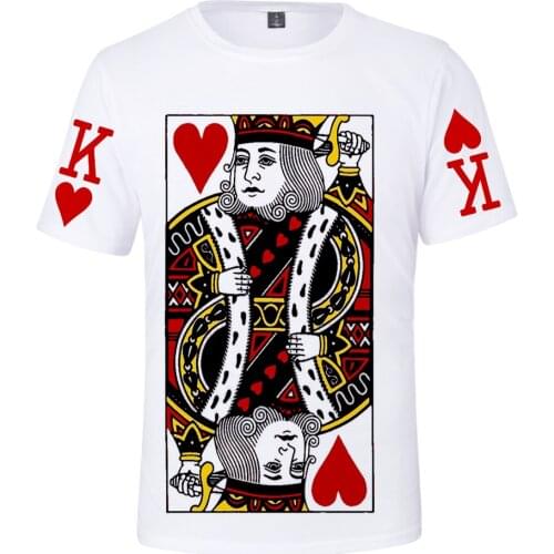 Rholycrown Fashion Poker Men/Women 3D t-shirts Men Summer 3D Print Red heart K Short Sleeve T shirt Hip Hop mens Tees Clothing