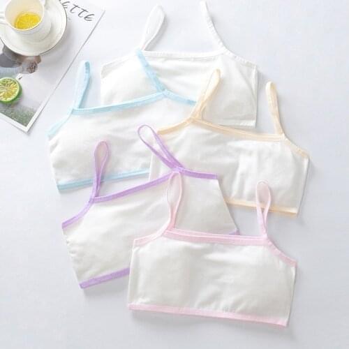 Cotton Girls Bra for Teens Underwear Young Girls Sports Bras Kids Vest Training Camisole Lingerie Children Tank Tops 6-12Years