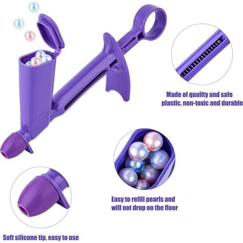 DIY Baking Tools Detachable Pearl Applicator with 4 Transfer Heads Cake Topper Pearl Gun Ball Applicator Meatball Coating Tool