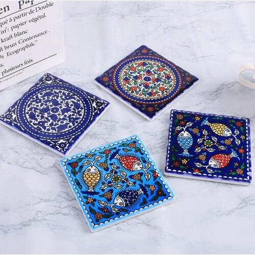 Nordic Ceramic Retro Coasters Creative Square Cork Wood Heat Resistant Mat Pad Table Mat Coaster Decoration & Accessories
