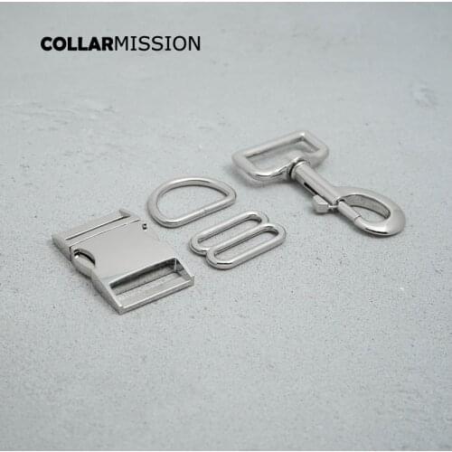 Metal buckle+adjust buckle+D ring+metal dog clasp/set) DIY dog collar silver 30mm webbing sewing accessory premium quality