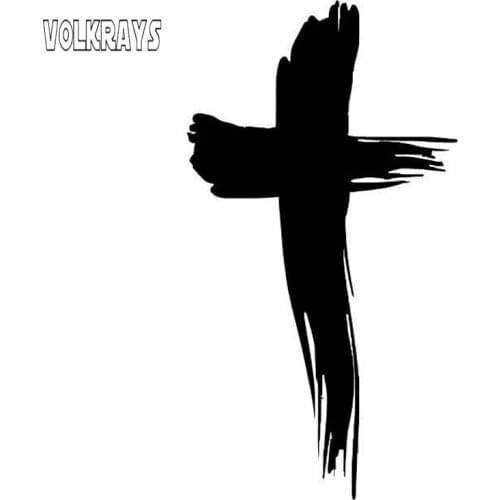 Volkrays Fashion Car Sticker Cross Religious Jesus Accessories Reflective Cover Scratches Vinyl Decal Black/Silver,11cm*5cm
