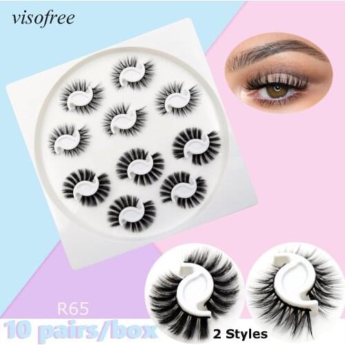 Visofree 10pcs Eyelashes Set 15-20 mm 3d Mink Lashes makeup Faux Mink wispy cilios eyelash extension Lashes Pack Wholesales