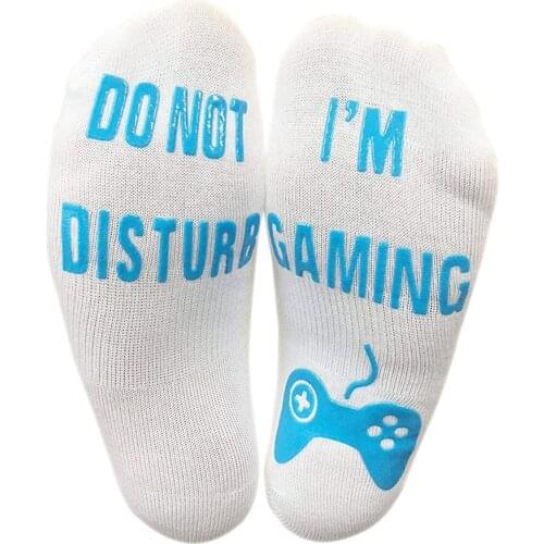 Unisex Novelty Socks Do Not Disturb I Am Gaming Funny Letter Printed Socks -MX8