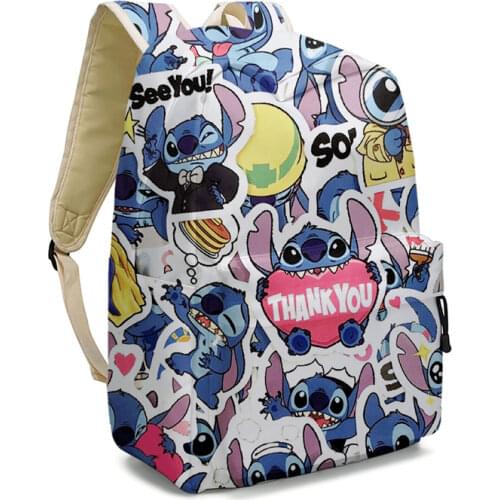 New Disney Lilo and Stitch School Backpack for Teenager Cartoon Fashion School Bag High Capacity Traveling Backpack Mochila