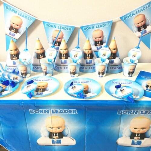 Cartoon Born Leader Boss Baby Disposable Tableware Party Supplies Wedding Kids Birthday Baby Shower Party Decoration