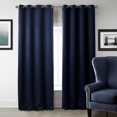 Pure Color Curtain Dark Blue Bedroom Shade Cloth Curtain Soft Household Supplies Home Textile Products