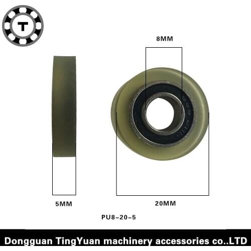 8*20*5mm polyurethane PU 688RS ball bearing TPU rubber soft low noise door roller wheels pulley currency count machine bearing
