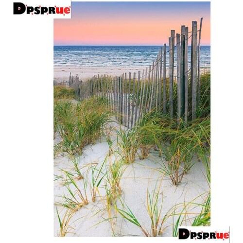 Full Square/Round 5D Diy Diamond Painting Cross Stitch Christmas Beach Grass Sea Scenery Embroidery Mosaic Home Decor Gift