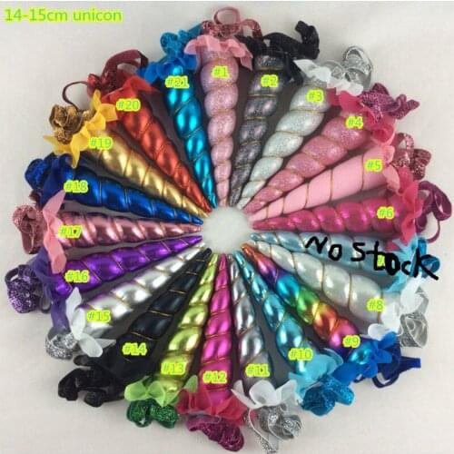 30 pcs / lot , Unicorn Horns with glitter elastic headband Shinny Unicorn Headband Accessories