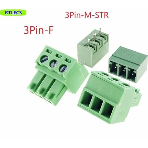 50Sets 3 Position 3.81 mm 0.150" Terminal Block Header Male Pins Shrouded Vertical through hole PCB + Plug Female Sockets Screw