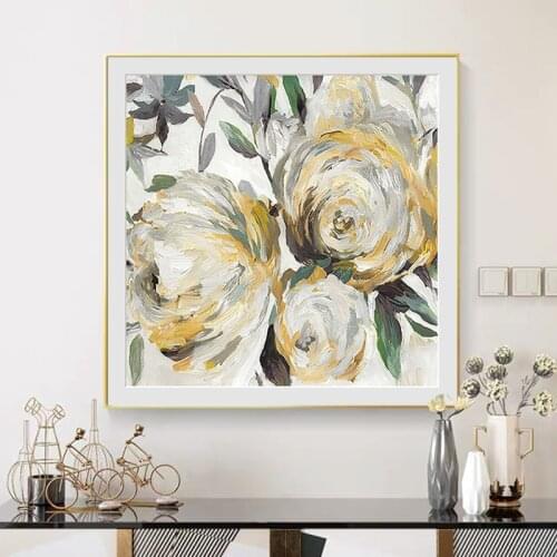 Yellow Flower Abstract Canvas Poster Print Scandinavian Home Decor Wall Art Plant Painting Nordic Living Room Decoration Picture
