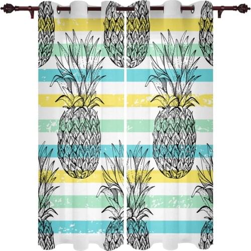 Modern Curtains Stripes Pineapple Lines Baby Room Bedroom Creative Window Curtains Kitchen Living Room Terrace Valance Curtains