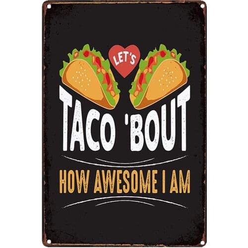 Taco'Bout Retro Metal Tin Sign Plaque Poster Wall Decor Art Shabby Chic Gift