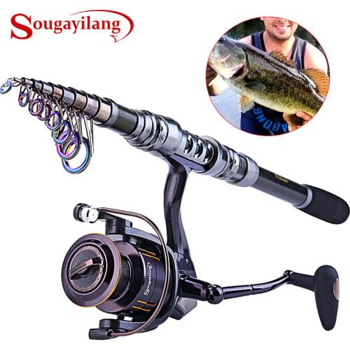 Sougayilang 1.8-3.3M Telescopic Fishing Rod and 13+1BB Spinning Reel Combo Saltwater Carp Wheel Carbon Pole Sets Fishing Tackle