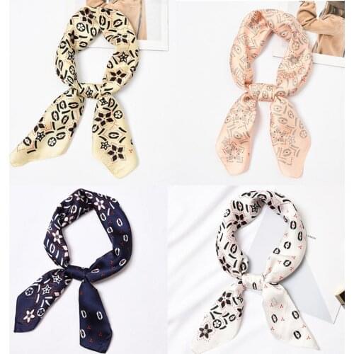 Yishine 20pcs Mix Colors Multifunction Florals Shape Printed Womens Satin Small Square Wraps Scarves Shaw Polyester Silk Scarf