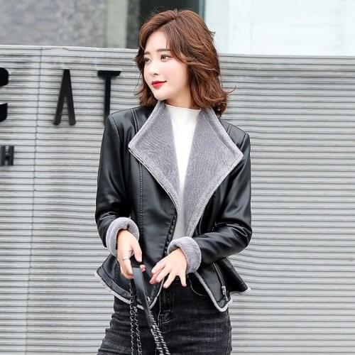 Winter Coats Women Thicken Faux Leather Fur Short Plus Thick Female Fur Leather Jacket Aviator Outwear Casaco Feminino Y524