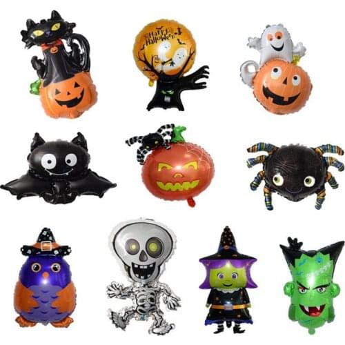 10pcs mini Halloween Pumpkin Ghost Balloons Decorations Spider Foil Balloons Inflatable Toys Bat Globos Halloween Party Supplies