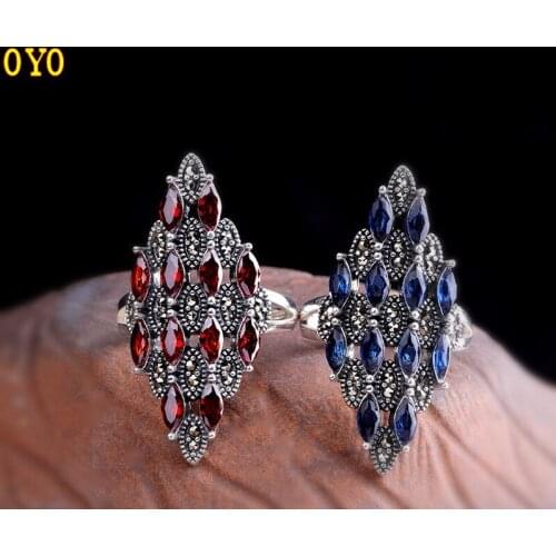 100%925 sterling silver new opening women s natural pomegranate red ring