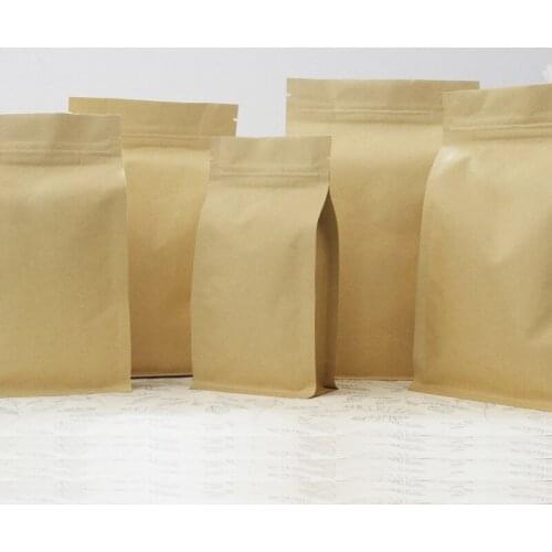 100pcs Eight side seal aluminum-plated kraft paper bag Ziplock vertical bag food packaging bags tea seal plastic pouch