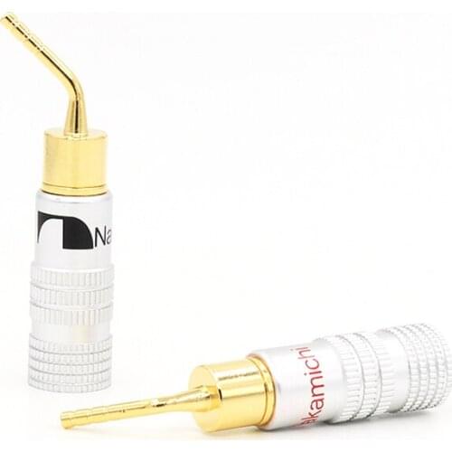 8pcs Nakamiche 2mm Pin Gold Angle Nakamichi Banana Plug Screw Connectors